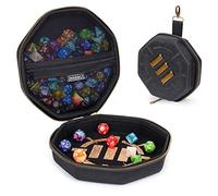 ENHANCE DND Dice Tray and Case - DND Dice Holder for up to 150 D&D Dice with Rugged Hard Shell Exterior and Protective Soft Interior - Rolling Tray Perfect for Game Night (Black)