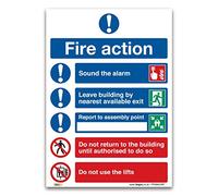 Enhance Fire Safety with Clear Instructions - Fire Action Symbolised Plan Sign on A3 (420 x 297 mm) 1mm Rigid Plastic for Effective Fire Action Safety