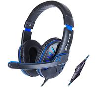 ENHANCE GX-H5 Gaming Headset with Microphone - Universal Gaming Headset for PS4, PS5, Xbox, PC, Switch with Adjustable Headband, Volume Controller, Splitter Cable, Over Ear Headphones (Blue)