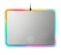 ENHANCE Metal LED Gaming Mouse Pad - Large Aluminum Alloy Surface with Multi-Color Transparent Edges, Non-Slip Rubber Grip, & Sleek Precision Tracking for eSports - Silver