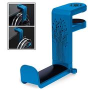 ENHANCE PC Gaming Headset Hook Holder Hanger Mount - Headphones Stand with Adjustable 360 Rotating Arm, Under Desk Clamp On Design, Universal Fit, Built in Cable Clip Organizer - Blue