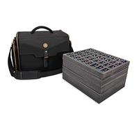 ENHANCE Portable Miniature Figure Storage and Carrying Case, 4 Foam Layers fits 108 Infantry Minis and Pick and Pluck - Book Sleeve and 2 Accessory Pockets for Measuring Tape, Dice and More
