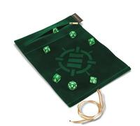 ENHANCE Roll on a Scroll™ Dice Rolling Mat & 7pc Acrylic Dice Set - Velvet Dice Case with Color-Coordinated 7pc Acrylic Dice, Dice Holder and Tray Compatible with DND and Other Tabletop Games - Green