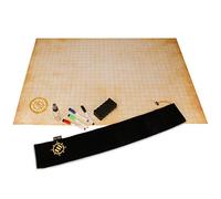ENHANCE RPG Grid Mat - Tabletop DnD Map (24x36 inch) Role Playing Dry Erase DnD Mat Complete Gaming Set for Masters and Starters, Erasable Parchment Battle Grid Game Mat with Travel Pouch, Marker Kit
