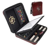 Enhance RPG Organizer Bag - DND Folder with Built-in Drawing Sheet Holder and Erasable Scribe Panel, Cube Roll Area, Removable Pen Pocket, Miniature Foam Tray, Wrist Strap, Dragon Red, standard size