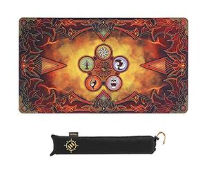 ENHANCE TCG Playmat - Tabletop Card Playmat with Stitched Edges, Smooth Surface, and Drawstring Travel Pouch - Compatible with MTG, YuGiOh, Pokemon, Lord of the Rings, and other TCG and LCG - Flames