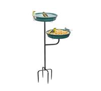 Enhance the beauty of your garden with this functional metal bird water dispenser and bath combo. This is a black green bird bath