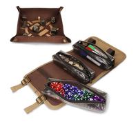 ENHANCE Venture Canvas Dice Roll Case - Dice Carrying Case with Removable Dice Tray, 3 Removable Zipper Pouches - Rolling Tray and Dice Case Perfect for DND, MTG, and Other Board Games