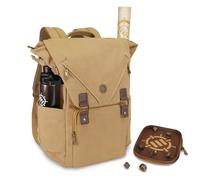 ENHANCE Venture Canvas DnD Backpack - RPG DM Bag for Dungeons and Dragons with Removable Dice Tray - Travel DnD Bag fits 4-6 Books Upright, 17" Laptop/DM Screen Slot, Luggage Slot, Chest and Map Strap