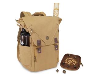 ENHANCE Venture Canvas DnD Backpack - RPG DM Bag for Dungeons and Dragons with Removable Dice Tray - Travel DnD Bag fits 4-6 Books Upright, 17" Laptop/DM Screen Slot, Luggage Slot, Chest and Map Strap
