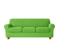 Enhanced 3-Piece Stretch Sofa Covers - Spandex Protector for 2-Seater Couch with 2 Separate Cushions Replacement Sofa Slipcovers (Grass Green 3-Seater)
