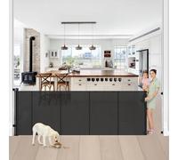 Enhanced 42” Extra Tall & 100” Extra Wide Retractable Baby Gates with Rods to Prevent Crawling Through, Extra Tall Dog Gate for Large Openings Long Gate Tall Pet Gate for Stairs and Doorways, Black