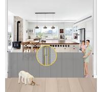 Enhanced 42” Extra Tall & 100” Extra Wide Retractable Baby Gates with Rods to Prevent Crawling Through, Extra Tall Dog Gate for Large Openings Long Gate Mesh Pet Gate for Stairs and Doorways, Gray