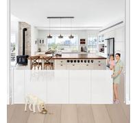 Enhanced 42” Extra Tall & 80” Wide Retractable Baby Gates with Rods to Prevent Crawling Through, Extra Tall Dog Gate for Large Openings Indoor Outdoor Long Mesh Pet Gate for Stairs and Doorways, White