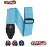 Enhanced Breaker Blue Guitar Strap with Bovine Leather Ends - Adjustable