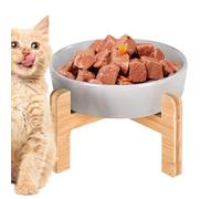 Enhanced Cat Bowl Ceramic, Breed Dog Bowl - Anti Vomiting Pet Bowl with Wooden Stand, Raised Pet Feeder, Anti-Slip Feeding Supplies, Dog Food Container for Puppy, Cat