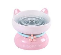 Enhanced Cat Bowl Ceramic,Ceramic Cat Bowl - Ceramic Cat Food Bowl Vomiting Prevention 15 Degree Slant Cat Dish | Slant Mouth for Pet Indoor Cats, Anti-Slip Raised Cat Bowl