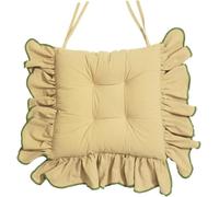 Enhanced Comfort Cushion 45x45cm with Ruffles & Ties - Non-Slip Cotton for Rustic Kitchen, Dining Room, or Office - Shabby Chic Country Style, Durable Fabric (Khaki, Set of 4)