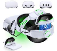 Enhanced Head Strap for Meta Quest 3/3S/Meta Quest 2 With Magnetic Power Bank 2x6700mAh Battery Pack and Charging Base,Adjustable VR Headset Oculus Elite Strap Replacement Reduce Head Pressure