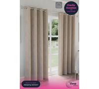 Enhanced Living 100% Blackout Curtains - Thermal/Energy Saving Linen Look Pair with Eyelets For Living Room & Bedrooms Enhanced Living Natural 168 cm width x 137 cm drop