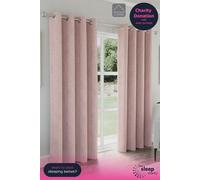 Enhanced Living 100% Blackout Curtains - Thermal/Energy Saving Linen Look Pair with Eyelets For Living Room & Bedrooms Enhanced Living Pink 117 cm width x 183 cm drop