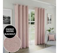 Enhanced Living 100% Blackout Curtains - Thermal/Energy Saving Linen Look Pair with Eyelets For Living Room & Bedrooms - Blush - 90" (229cm) Width x 90" (229cm) Drop