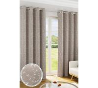 Enhanced Living Tivoli Floral Embroidery Natural Thermal Blackout Eyelet Curtains (Pair) - 46 X 72 Inch (117 X 183Cm)