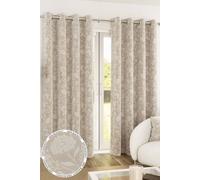Enhanced Living Cuba Floral Trail Print Suede Cream Thermal Blackout Eyelet Curtains (Pair) - 46 X 54 Inch (117 X 137Cm)