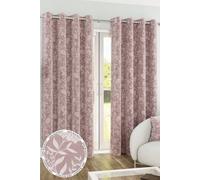 Enhanced Living Cuba Floral Trail Print Suede Pink Thermal Blackout Eyelet Curtains (Pair) - 46 X 54 Inch (117 X 137Cm)