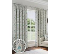 Enhanced Living 100% Blackout Floral Thermal Energy Saving Pair of Curtains with Tape Top Header - Blue | Size: 229 cm width x 229 cm drop Enhanced Living Blue 229 cm width x 229 cm drop
