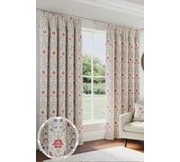 Enhanced Living 100% Blackout Floral Thermal Energy Saving Pair of Curtains with Tape Top Header - Red | Size: 229 cm width x 274 cm drop Enhanced Living Red 229 cm width x 274 cm drop