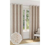 Enhanced Living 100% Blackout Jacquard Leaf Curtains - Thermal/Energy Saving Pair with Eyelets For Living Room & Bedrooms Enhanced Living Natural 229 cm width x 229 cm drop