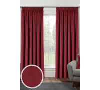 Enhanced Living Oxford Red Thermal Blackout Pencil Pleat Velvet Curtains 168 x 183cm - Wilko