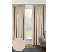 Enhanced Living Oxford Cream Thermal Blackout Pencil Pleat Velvet Curtains 229 x 183cm - Wilko