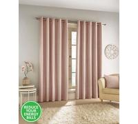 Enhanced Living 100% Blackout Thermal Blush Pink Velvet Chenille Eyelet Curtains Pair 90 X 108 Inch (229X274Cm)