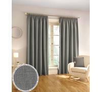 Enhanced Living 100% Blackout Thermal Grey Linen Look Tape Top Curtains Pair 66 X 90 Inch (168X229Cm)