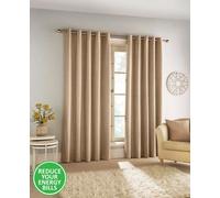 Enhanced Living Savoy Natural 100% Blackout, Thermal, Velvet/Chenille Eyelet Pair of Curtains | Size: 168 cm width x 183 cm drop Enhanced Living Natural 168 cm width x 183 cm drop