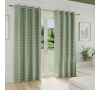Enhanced Living Aspen Green Chevron Pattern 90 X 72" (229X183Cm) Eyelet Thermal Noise Reducing Room Darkening Curtains (Pair)