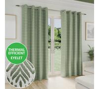 Enhanced Living Aspen Premium Jacquard Leaf Print Eyelet Sage Green Curtains for Living Room - 90x90 inch (229x229 cm) - Noise Reducing, Thermal Curtains for Bedroom - 2 x Curtain Panels