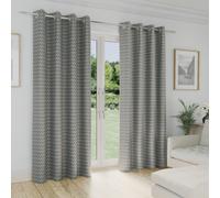 Enhanced Living Aspen Grey Chevron Pattern 90 X 72" (229X183Cm) Eyelet Thermal Noise Reducing Room Darkening Curtains (Pair)