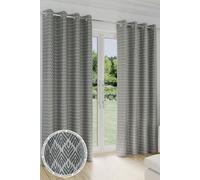 Enhanced Living 'Aspen' Grey Geometric Leaf Pattern Room Darkening - Pair of Thermal Curtains with Eyelet Header | Size: 168 cm width x 183 cm drop Enhanced Living Grey 168 cm width x 183 cm drop