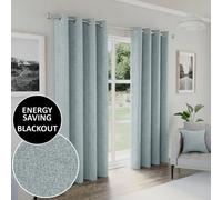 Enhanced Living Austin Eyelet Blackout Curtains Blue 46x54 Inch (117x137cm)