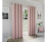 Enhanced Living Austin 100% Blackout Linen Look Eyelet Curtains 168x183cm Pink