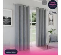 Enhanced Living Austin 100% Blackout, Thermal Grey Curtains With Eyelet Header (Pair) - 46X54 Inch (117X137Cm)