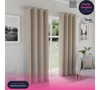 Enhanced Living Natural Textured Basketweave 100% Blackout Curtains - Thermal/Energy Saving Pair with Eyelets For Living Room & Bedrooms - Natural - 90" (229cm) Width x 90" (229cm) Drop