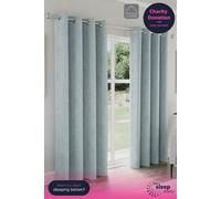 Enhanced Living Austin' Blue 100% Blackout, Thermal, Linen Look Pair of Eyelet Curtains | Size: 117 cm width x 137 cm drop Enhanced Living Blue 117 cm width x 137 cm drop