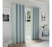 100% Blackout Curtains - Thermal/Energy Saving Linen Look Pair with Eyelets For Living Room & Bedrooms Enhanced Living Blue 117cm width x 183cm drop