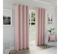Enhanced Living Austin Blush Eyelet 100% Blackout Curtains 90 x 90 inch (229x229cm) Thermal Noise Reducing Eyelet Curtains for Bedroom and Living Room