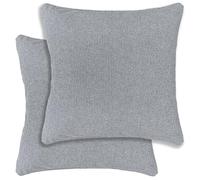 Enhanced Living Pair of Austin/Dallas Grey Cushion Covers 43x43cm - Textured Linen Look with Piped Edge - Double-Sided, Zip Opening - Covers Only, No Inserts