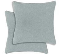 Enhanced Living Austin/Dallas Textured Pair of Double Sided Zip Opening Piped Edge Cushion Covers - 43x43cm - Cases Only - Blue